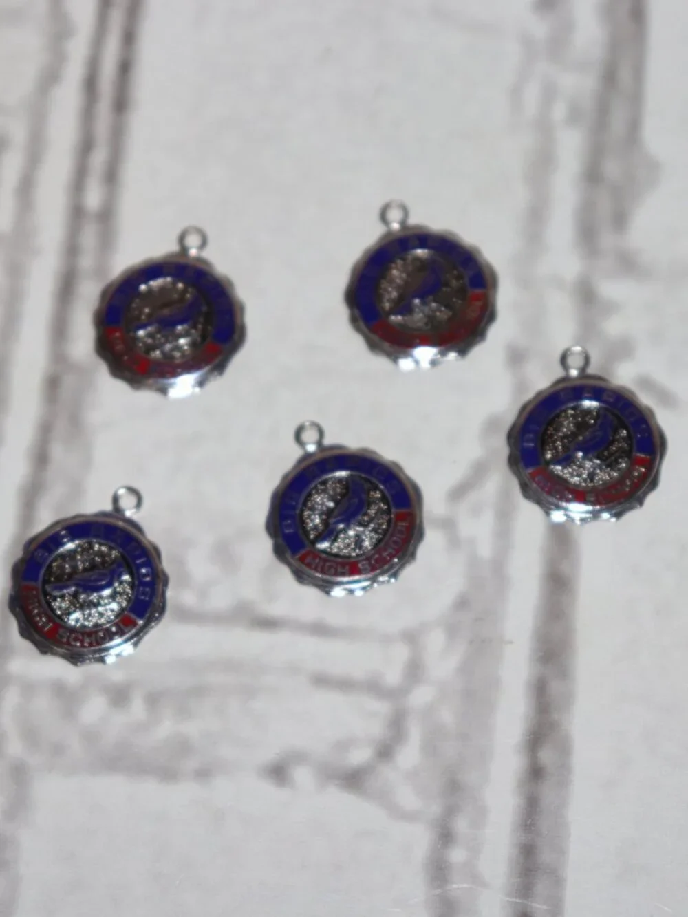 🐦 Vintage Big Rapids High School Charms · Kinney Sterling · Set of 5 · 18g